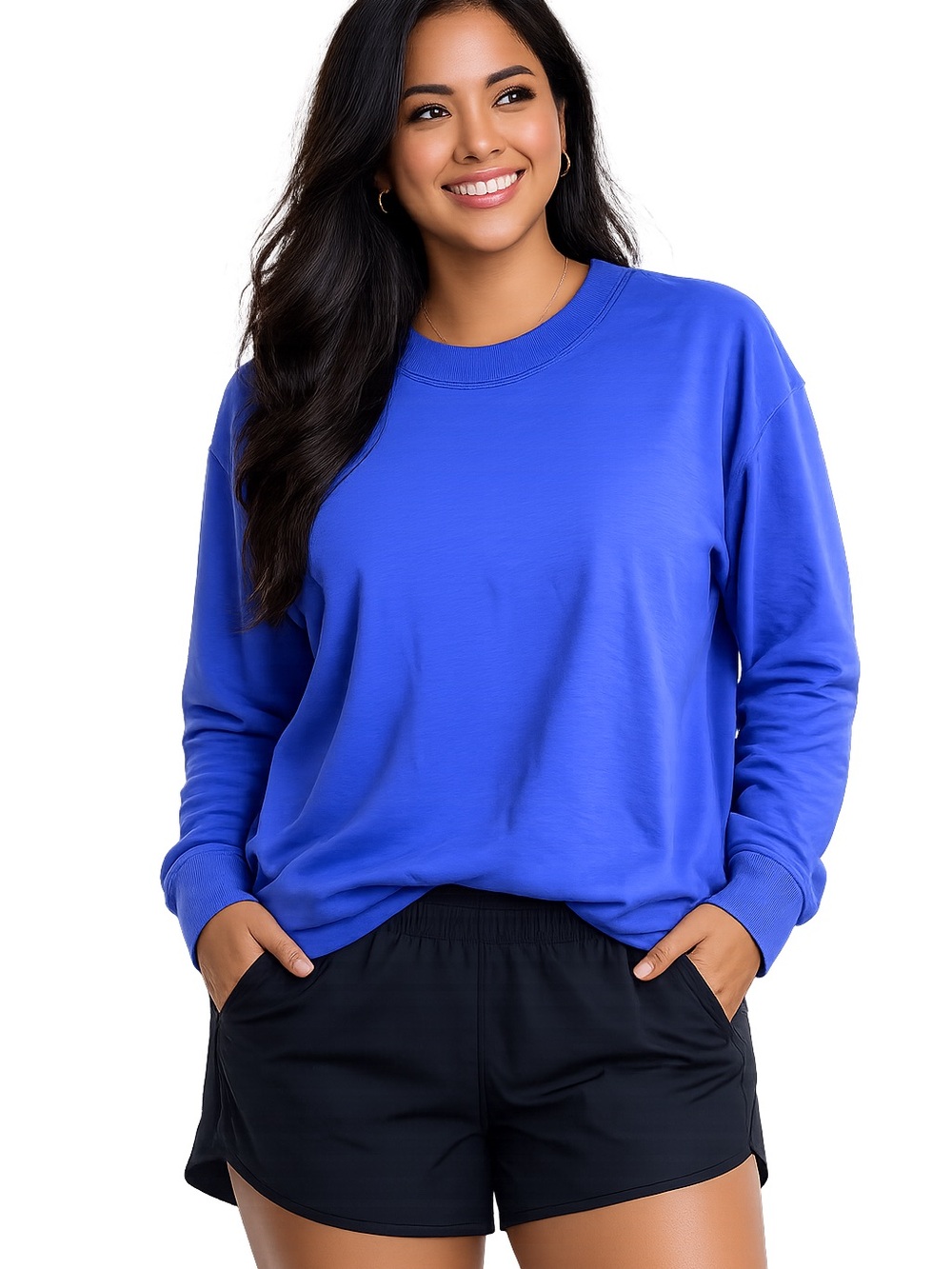 Aerie Blue Oversized Long Sleeve Crewneck Top – Size M